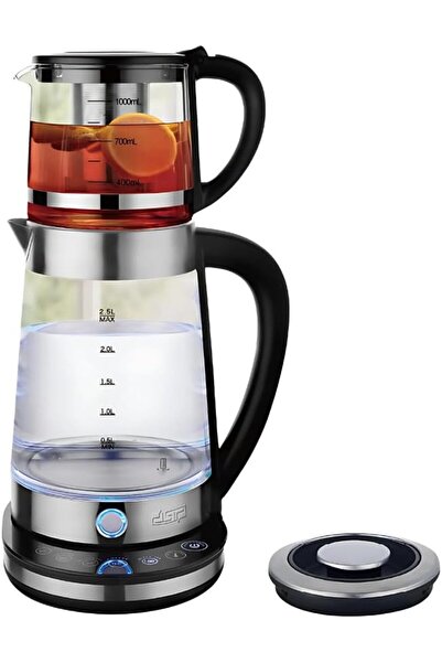 MHR Tea Maker Electric Glass Kettle Set 2.2L + 1.2L with Touch Control, Dual Layer Borosilicate Glass