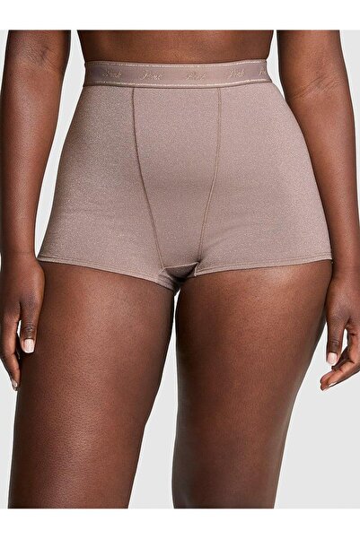 Victoria's Secret Logo Detailed Shiny High Waist Boyshort Panties