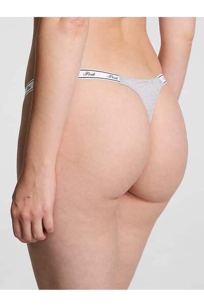 Victoria's Secret Micro tanga din bumbac Deep Leg croială Logo
