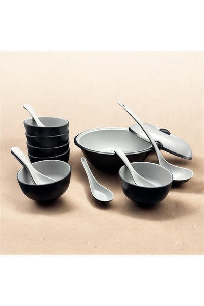 LANDREEN Luxury 15-Piece Melamine Soup Dinner Set for 6 People