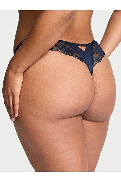 Victoria's Secret Rose Lace Deep Leg Cut Thong
