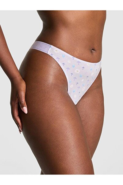 Victoria's Secret Tanga Deep Leg croială din bumbac cu logo
