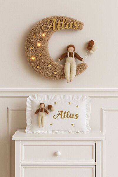 Bonika Ledli Keçe Bebek Kapı Süsü - Keçe Bebek Takı Yastığı 2'li Takım