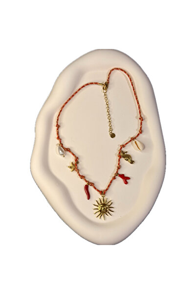 Arvien Store Güneş Charm Kırmızı İpli Kolye