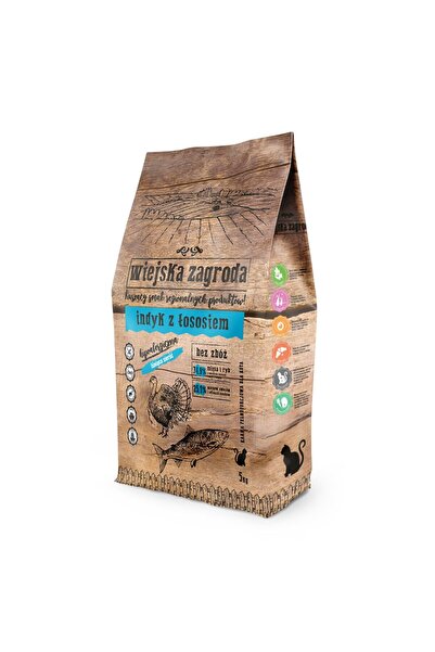 Other Hrana uscata pentru pisici Wiejska Zagroda Turcia si mancare somon 5kg