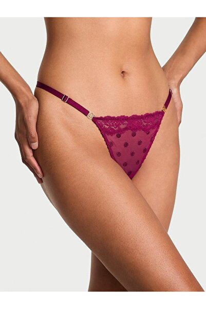 Victoria's Secret Tulle Polka Dot Lace V-String Panties