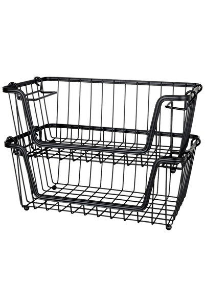 Other Koszyk na owoce i warzywa metalowy czarny loft zestaw 2 szt. 32x20x13,5 cm