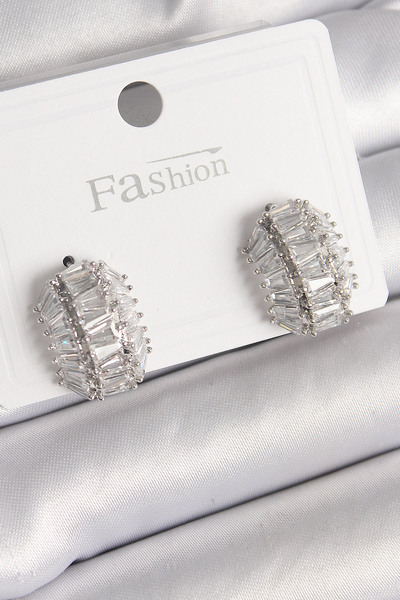 Skygo أقراط نسائية بنموذج صدفة السلحفاة من الأرز والفضة مع حجر الزركون - TJ-BKP9787