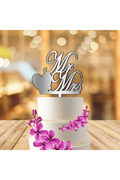 Bloom Atelier Cake Topper Nunta, Oglinda Acrilica Argintiu