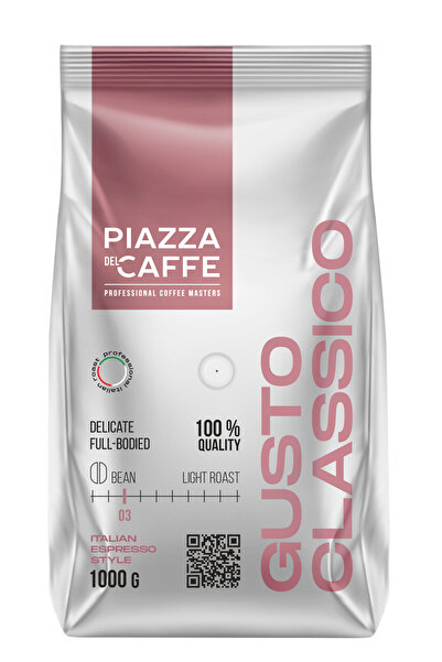 PIAZZA DEL CAFFE GUSTO CLASSICO - حبوب قهوة محمصة خفيفة (قياسية من الهند أراد...