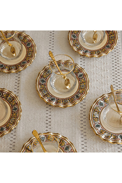 Sudedi Home Glore Gisele Altın Yaldızlı Cam Çay Bardağı Seti