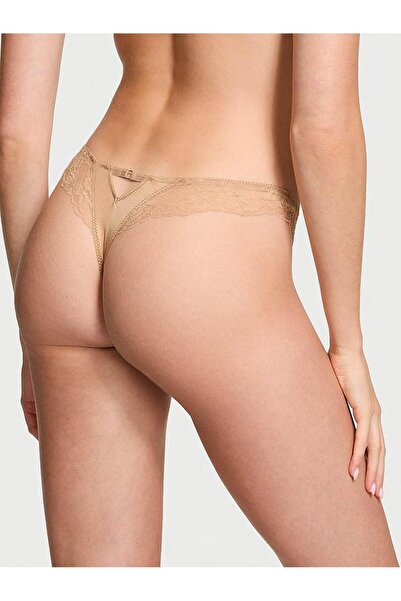 Victoria's Secret Rose Lace Deep Leg Cut Thong