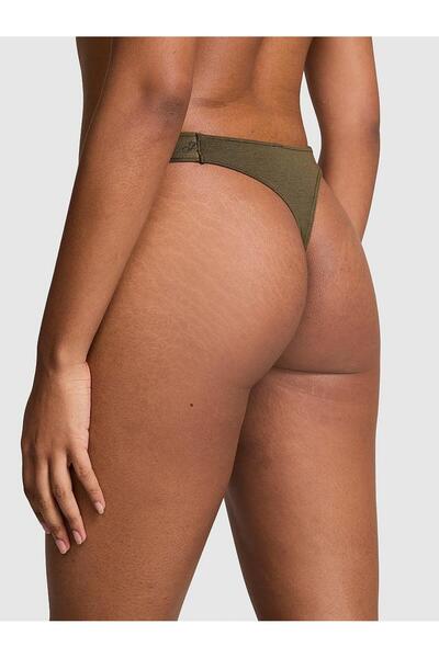 Victoria's Secret Logo Cotton Deep Leg Cut Thong