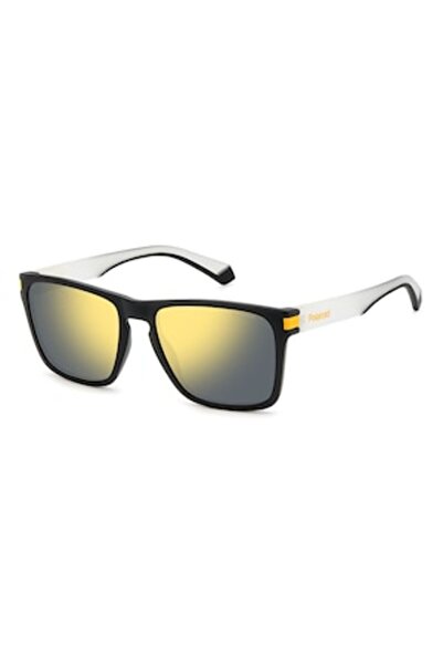 Polaroid Unisex Mirrored Polarized Sunglasses, Black/White, 56-18-140