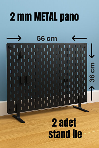TechnoLoby 2 mm SİYAH METAL 56X36 cm Çok Amaçlı MASAÜSTÜ Pano Organizatör Peg...