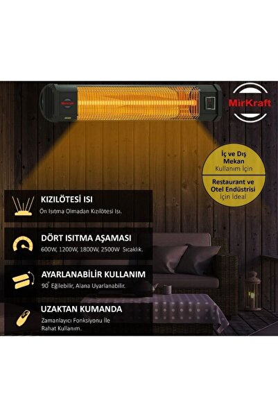 Mirkraft Grade Duvar Tipi Karbon Infrared Isıtıcı kumandalı 4 kademe