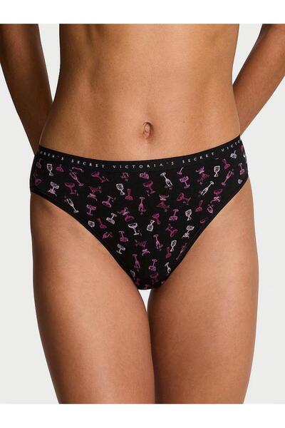 Victoria's Secret Ελαστικό βαμβακερό εσώρουχο με βαθύ κόψιμο στα πόδια