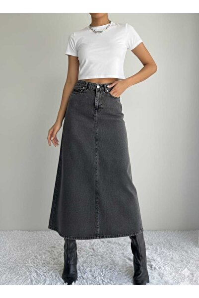 Lores Giyim Kadın Maxi Boy Denim Etek