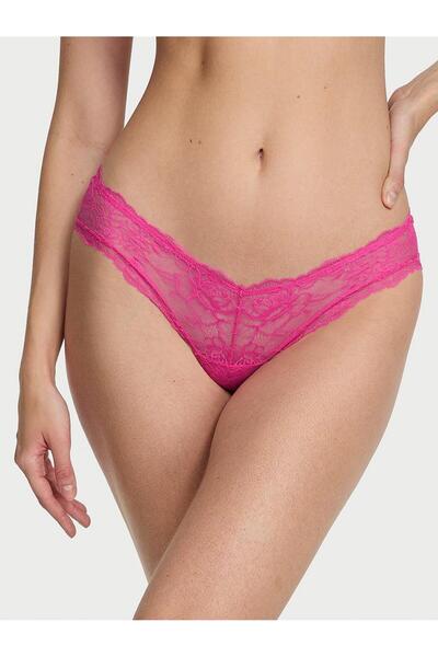 Victoria's Secret Chiloți Rose Lace Deep Leg croială Cheeky