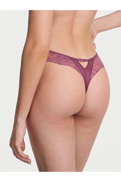 Victoria's Secret Tanga Deep Leg croială din dantelă trandafir