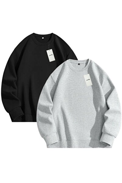 pandy 2-компонентна унисекс суитшърт с мотив от парчета и голям деколте