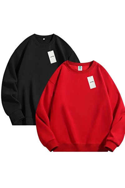 pandy 2'li επένδυση fleece Φούτερ με λαιμόκοψη oversized Unisex