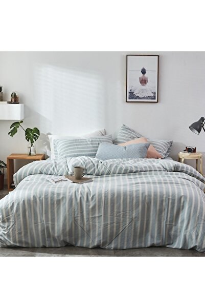 OEM Striped Bedding White-Blue, 100% Cotton, 200x230 cm