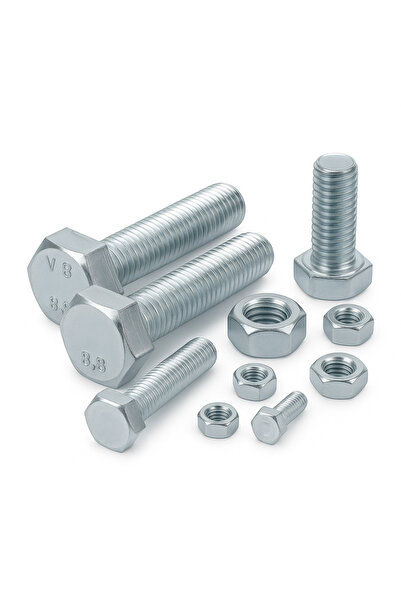 Gray Square Set 20 Suruburi metrice si Piulite hexagonale DIN 933 8.8 M8x50