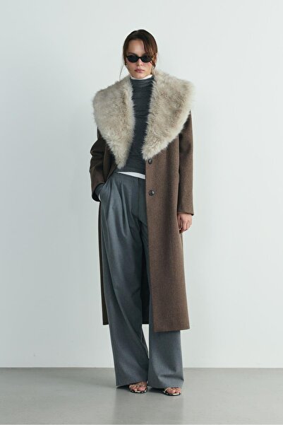 Suud Collection Gray Fur Collar