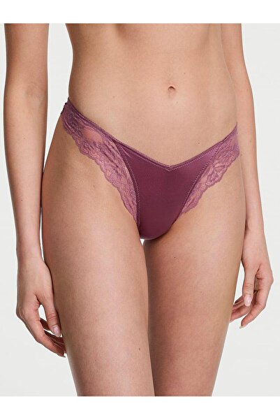 Victoria's Secret Tanga Deep Leg croială din dantelă trandafir