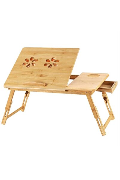 Generic طاولة كمبيوتر محمول قابلة للتعديل والطي من LELE مع سطح علوي قابل للطي وأدراج (50 × 30 سم)