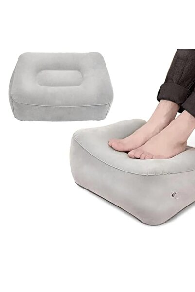 Generic وسادة ديفسيدار لراحة القدمين أثناء السفر مع مضخة هواء، مسند قدم ناعم قابل للنفخ للرحلات الجوية، مكتب