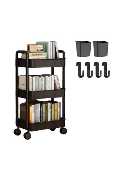 Generic عربة تخزين دوارة من VUCATIN مزودة بعجلات، عربة تخزين دوارة متعددة الاستخدامات ذات مستويين، ورف منظم للتخزين