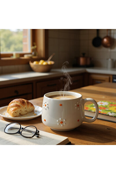 Barbarossa Pastel Daisy Patterned Ceramic Coffee Cup – Handmade Stylish Design