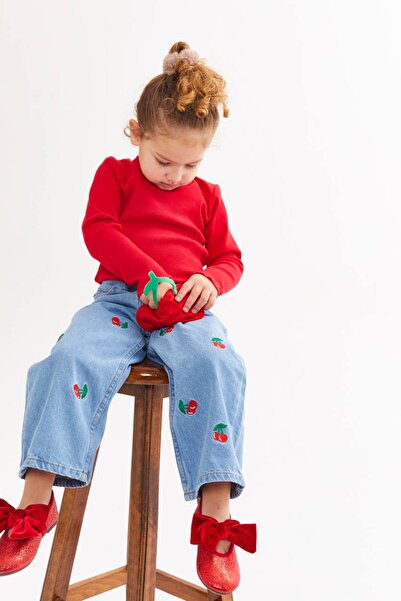 lilnest Cherry Embroidered Trouser Set