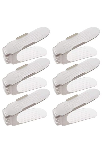 Generic منظم أحذية ليينغ موفر للمساحة، 6 قطع، أبيض، ارتفاع 22.2 سم × عرض 34.6 سم × عمق 11 سم، موفر للمساحة للأحذية، 27245