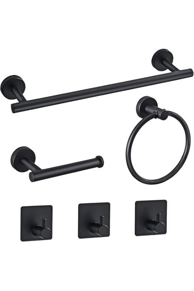 Generic مجموعة أدوات الحمام MIXDE، 6 قطع، MIXDE، من الفولاذ المقاوم للصدأ، مثبتة على الحائط - تتضمن مقبض سحب يدوي 16 بوصة