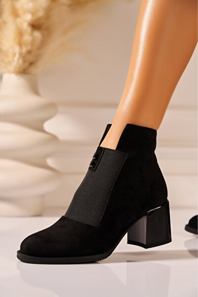 Joana Κομψά μαύρα σουέτ μποτάκια - Μοντέρνα & ζεστά με τακούνι 6cm