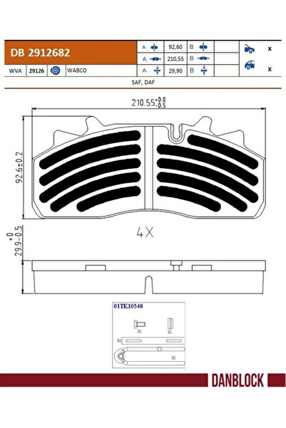DANBLOCK Комплект спирачни накладки за дискови спирачки Daf Lf Renault Trucks...