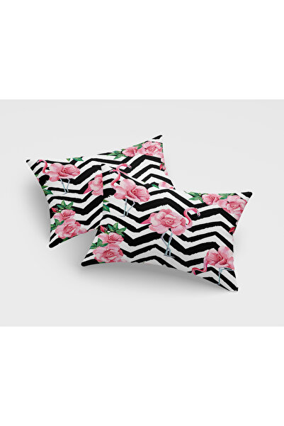 Alkan Homes 2 Flamingo Themed Digital Printed Rectangular Throw Pillow Covers