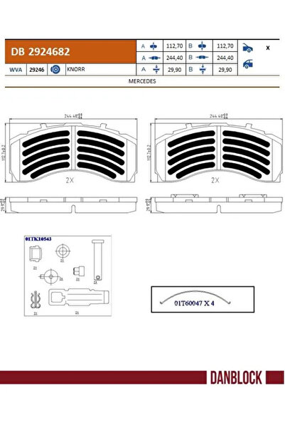 DANBLOCK Set Placute Frana Frana Disc Mercedes-Benz Actros MP4 / MP5/Antos/Arocs