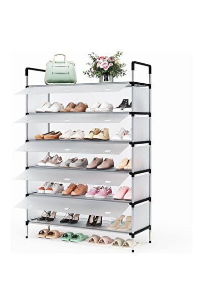 Generic منظم أحذية بستة طبقات مع باب لتخزين الأحذية مع غطاء مقاوم للغبار ورف خزانة أحذية للمدخل