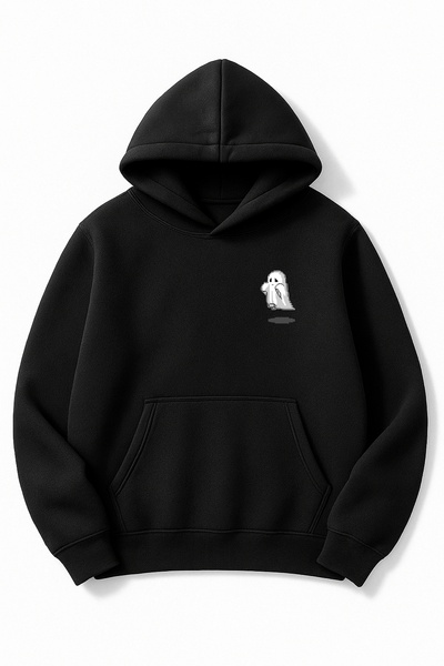 Altair Tr سويت شيرت أسود قصة فضفاضة للجنسين هايتل مطبوع بغطاء رأس