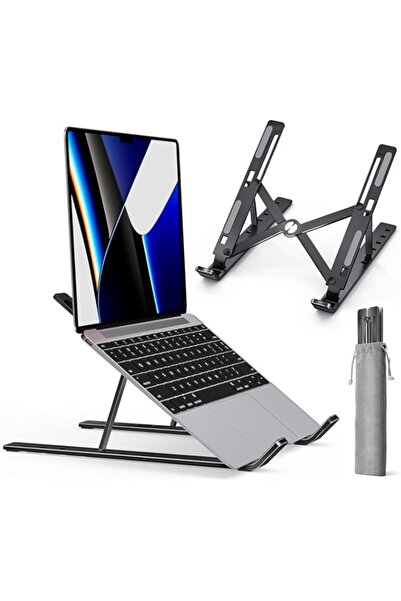 Generic حامل كمبيوتر محمول للمكتب، حامل كمبيوتر محمول قابل للتعديل مصنوع من مادة ABS+Silicon، حامل كمبيوتر محمول محمول قابل للطي، فتحة تهوية