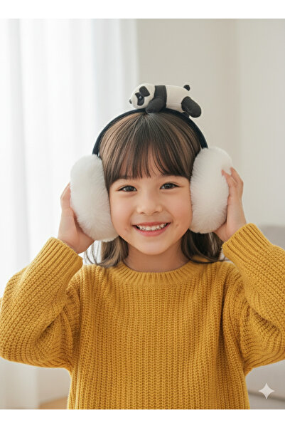 Kervan Pazar سماعات أذن شتوية قابلة للطي للأطفال مع دمية دب لطيفة