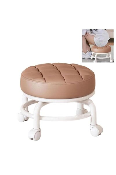 Generic كرسي خلع الملابس KONZENTRAT منخفض دائري بعجلات عالمية، كرسي منخفض دائري عالي التحمل يدور 360 درجة