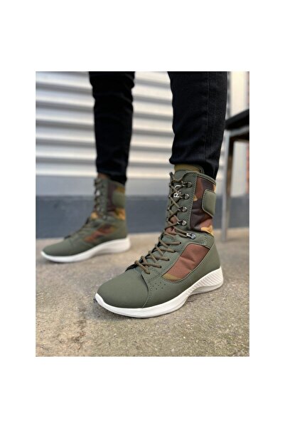 BİJUTERİMCİM Verton Bağcıklı Ortopedik Taban Günlük Cilt Erkek Askeri Postal Bot CST Siyah