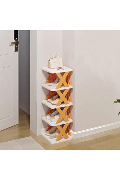 Generic رف أحذية قائم متعدد الوظائف من رينتري واي - منظم أحذية عمودي بخمس طبقات (برتقالي)