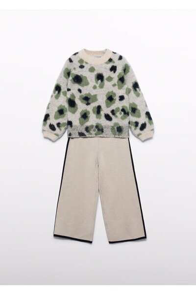 Abel & Lula طقم بنطلون تريكو للفتيات من مايورال أبيل ولولا باللون البيج