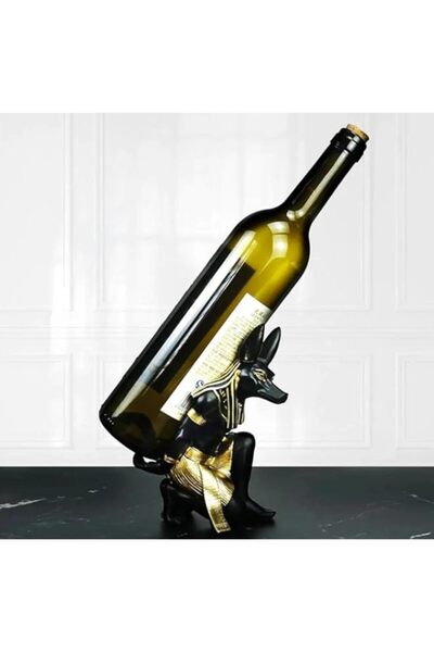 Generic Blue Coral Resin Anubis Dog God Wine Rack Figurines Bastet Bottle Hol...